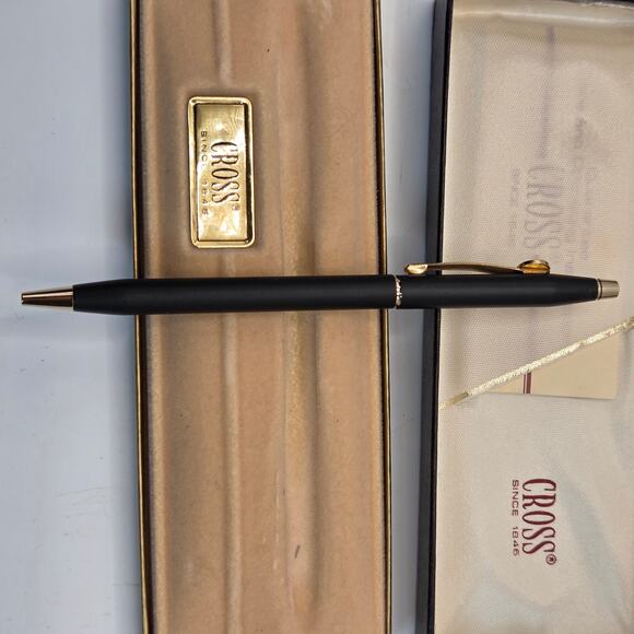 Vintage 1980s Cross Classic Century Black Ballpoint Pen w/ Box & Papers Works - Picture 6 of 7